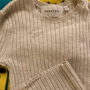 Aritzia Babaton Ribbed Silk-Blend Knit Sweater